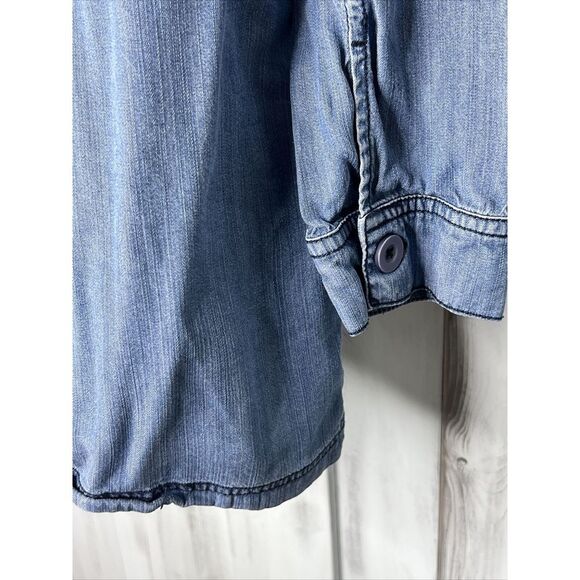 SUNDAY BLUE CHAMBRAY LYOCELL CINCH WAIST FULL ZIP LIGHTWEIGHT UTILITY JACKET XL - Picture 8 of 15